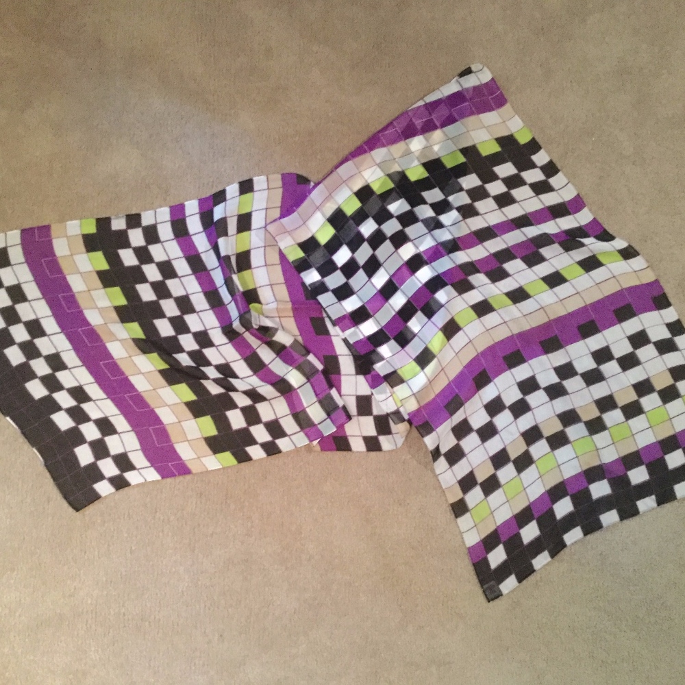 Vintage Anne Klein geometric print silk scarf